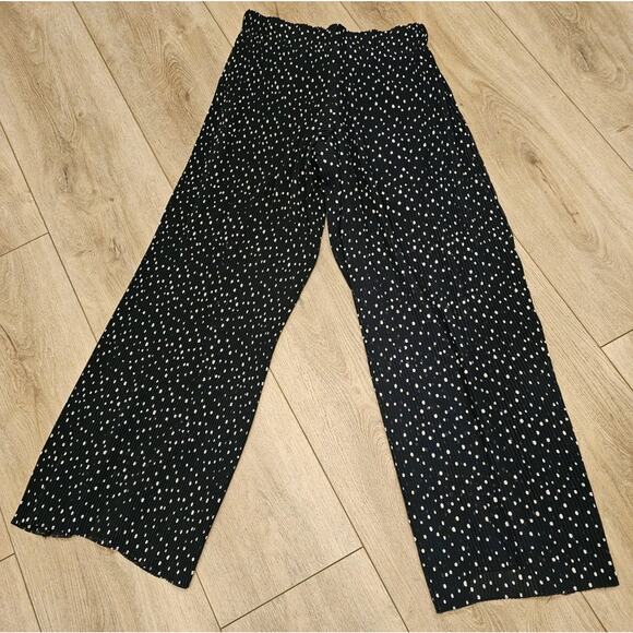 Zara Wide Leg Accordion/pleated Pants Navy Polka Dots Sz M - Picture 4 of 5